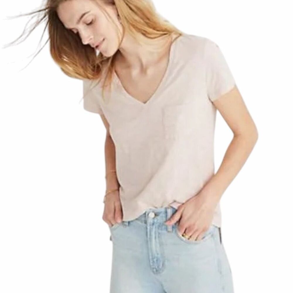 MADEWELL Women’s Light Pink Short Sleeve Whisper Pocket Tee Size XXS